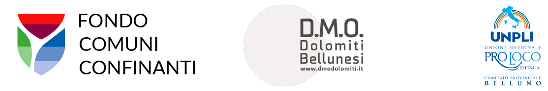 Logo Fondo comuni confinanti, D.M.O. Dolomiti Bellunesi e UNPLI Pro Loco Belluno